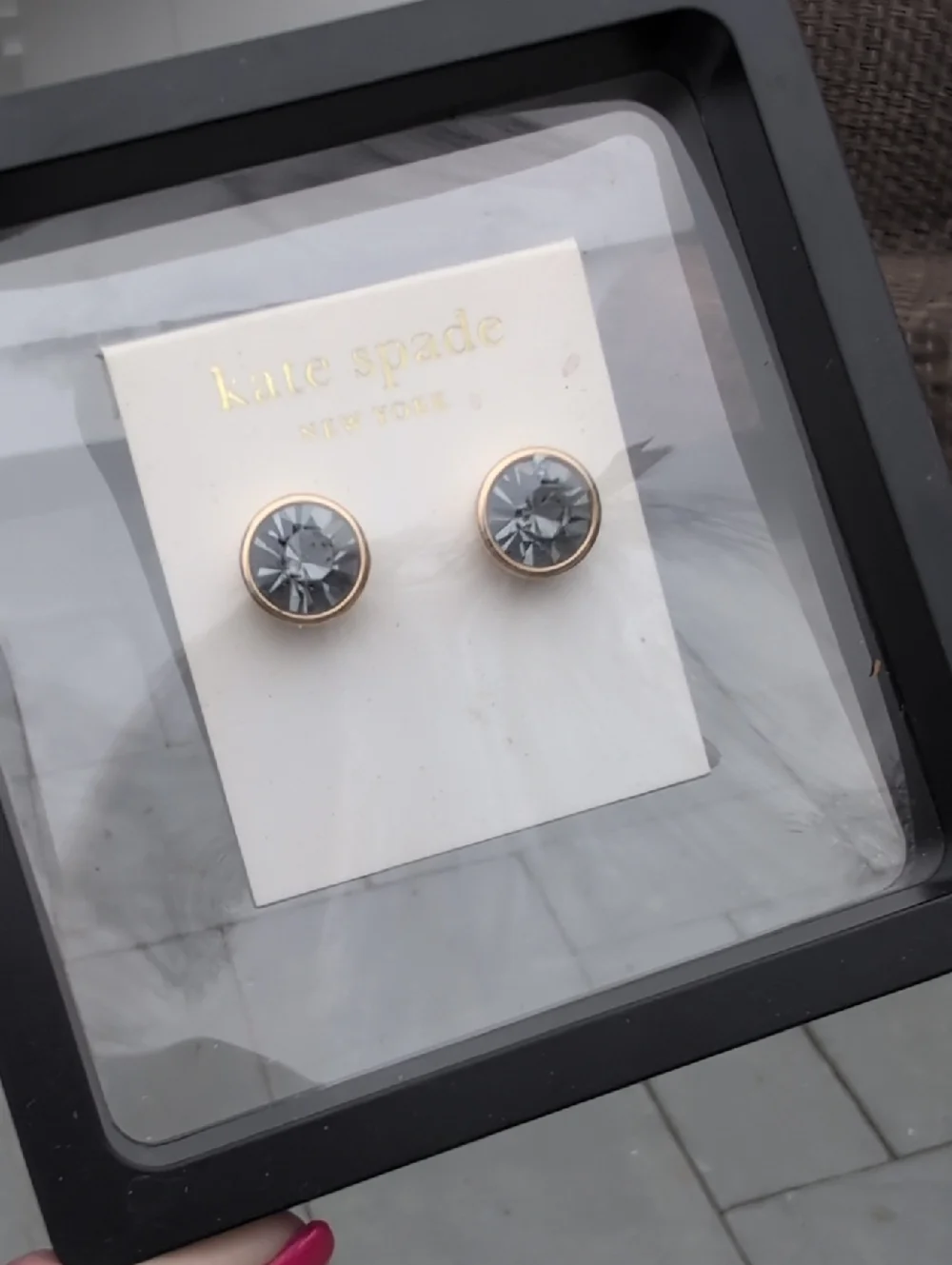 kate spade Blue Crystal Gold-Tone Stud Earrings